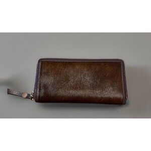 Radley London Leather Whitley Calf Hair Zip Around Wallet Maroon Country Western